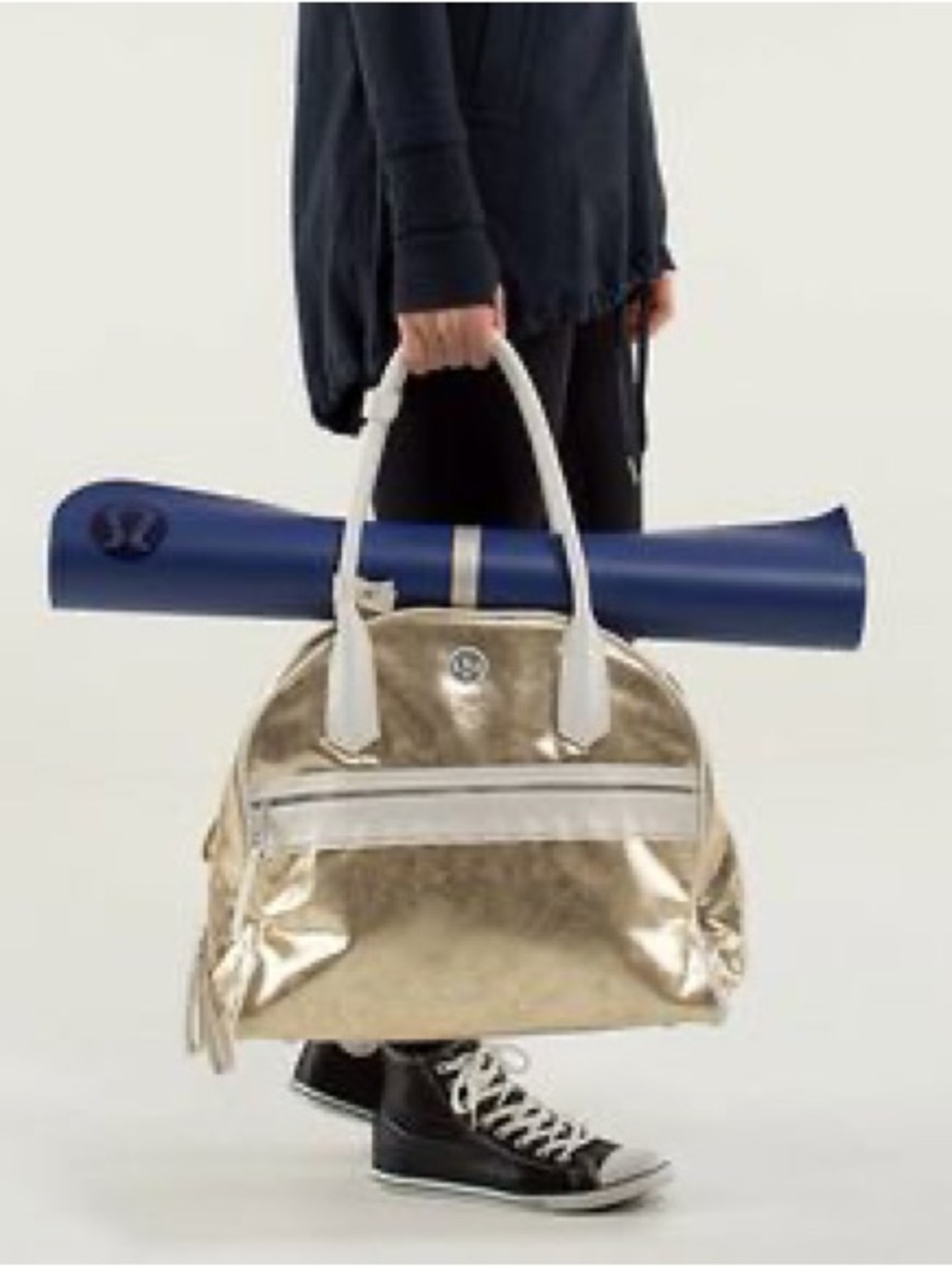 Lululemon Sweat Once a Day Bag in Metallic Gold Yoga Duffle